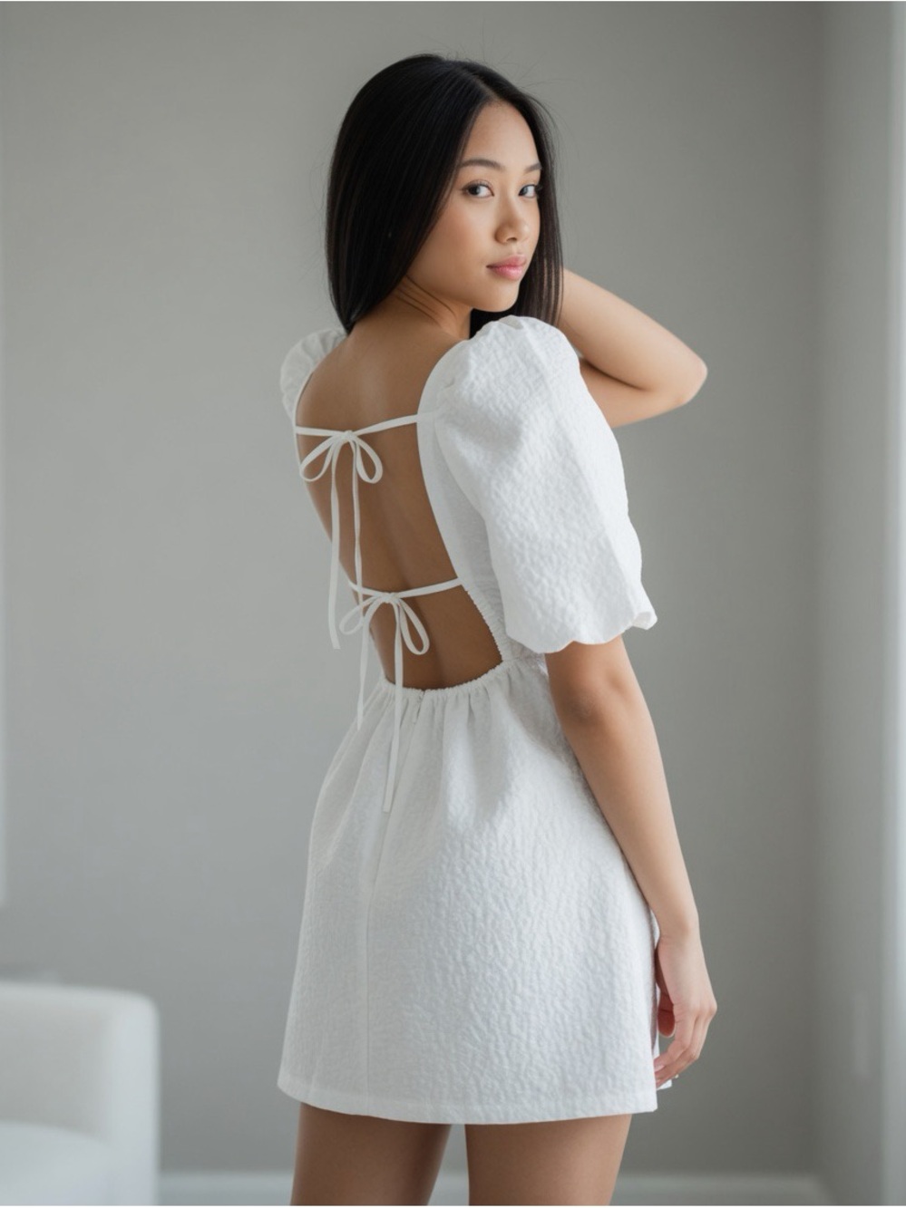 Shop Michella Puff Sleeve Mini Dress